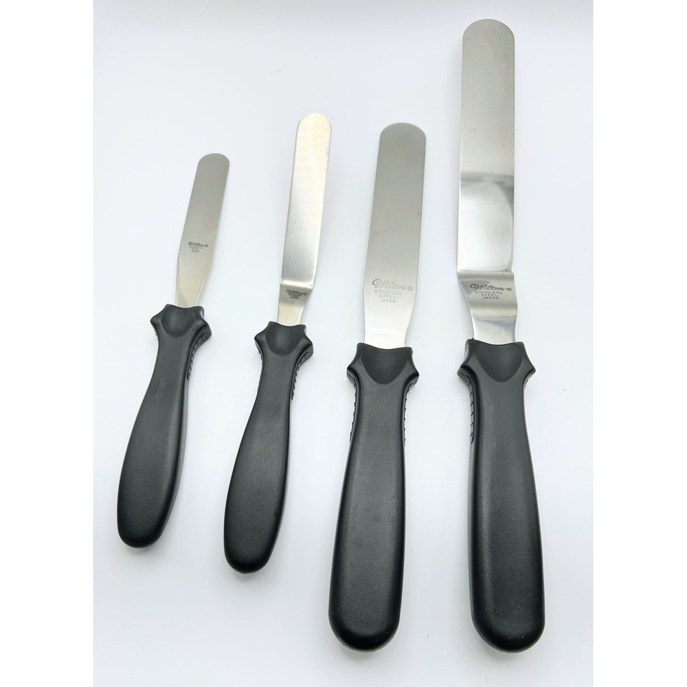 Wilton 4 Piece‎ Stainless Steel Icing Spatula Set Offset Straight Japan Black